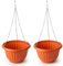 Acan Tradineur - Pack de 2 macetas Redondas Colgantes, plástico, Tiesto, macetero, Recipiente para Plantas, Flores, balcón, terraza, hogar, Fabricada en España (Marrón - 25 x 15 cm)