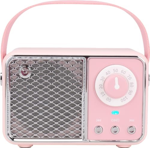 Dosmix Kawaii Room Decor, Retro Bluetooth Speaker,Wireless Bluetooth Speakers, Pink Cute Old Fashion Style for Kitchen Desk Bedroom Office Party Outdoor Vintage Accessories (Tender Pink)