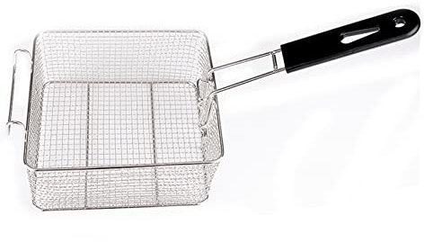 Cesta de Freidora Freidora Colgante de Acero Inoxidable, freidora de Alimentos, colador de Cesta, Mango de plástico, Herramientas de Cocina extraíbles cuadradas Cesta Coladora