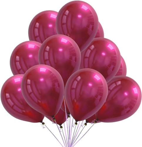 Luftballons Geburtstag [100 Stück] • 30cm Premium Ballons aus 100% Naturlatex • für Luft und Helium • Deko Dekoration Kindergeburtstag Partydeko Party (Metallic Magenta)