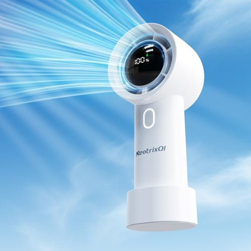 Rechargeable Handheld Fan - High Speed Desk Fan with 3000mAh Battery & 13000 RPM Turbo Wind, 5 Speeds, Pocket Fan for Travel/Camping/Makeup/Kids/Cooling/Women