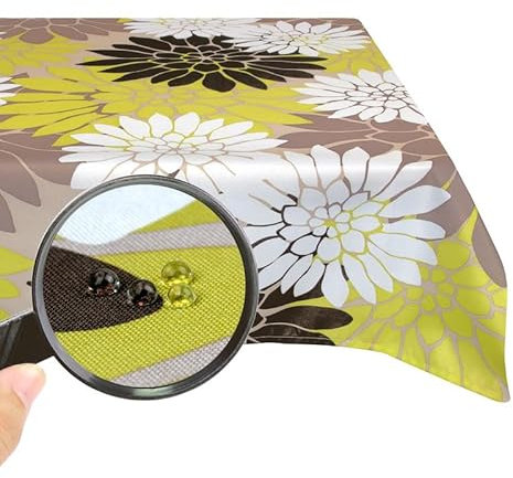 Valia Home Tischdecke mit Teflonbeschichtung für Innen- & Außenbereich Wasser- & Schmutzabweisend Dank verlässlichem Lotuseffekt - Blume 130 x 180 cm