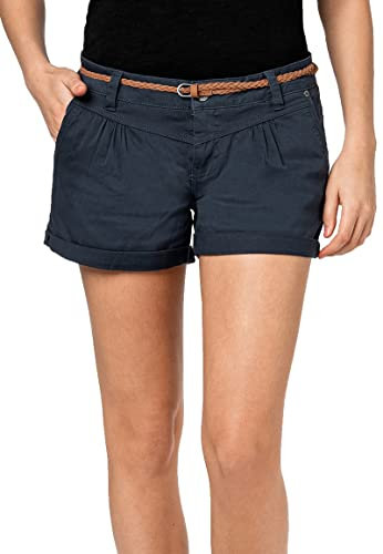 Sublevel Damen Kurze Hose Stretch-Shorts mit Flecht-Gürtel Dark-Blue XXL