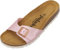 Palado Pantoletten Damen Malta Metallic – gefertigt in Spanien – weiche Veloursleder-Decksohle – robuste EVA-Sohle – edles Metallic-Design Rosa UK9,5 - EU43