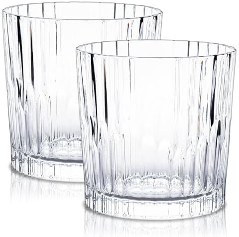 Raisaplin Whiskey Glasses Set of 2, 310ml/ 11oz Crystal Old Fashioned Heavy Freezable Rocks Barware Scotch Bourbon Whiskey Tumblers Snifter for Rum Cognac Vodka Cocktail Drinks Liquor Bar Gifts