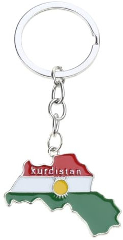 JSGHGDF Kurdistan Map Flag Pendant For Women Men Charm Fashion Country Territory Keychain Ethnic Clavicle Chain