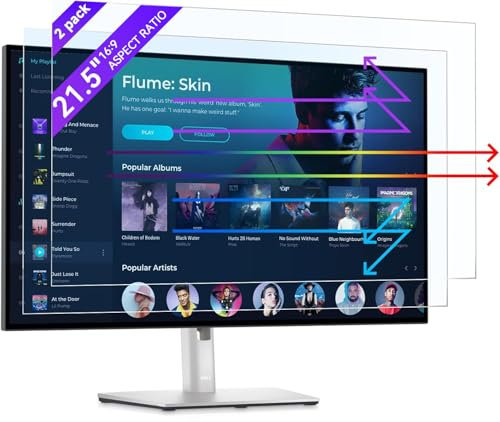 IPROKKO 2 Pack 21.5 Inch Anti Blue Light Screen Protector for Computer Monitor, Removable 16:9 Aspect Ratio, 21.5 Anti UV Anti Glare and Blue Light Filter