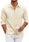 COOFANDY Chemise Homme Oxford Coupe Droite, Manches Longues avec Poche Poitrine - Business Casual Unie Beige Clair XL