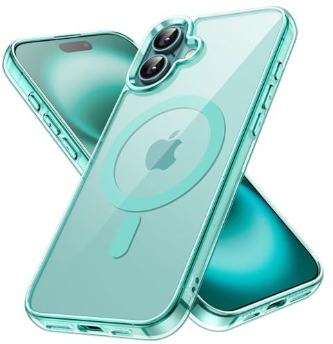 JETech Magnetic Case for iPhone 16 6.1-Inch Compatible with MagSafe, Shockproof Phone Bumper Cover, Anti-Scratch Clear Back (Teal)