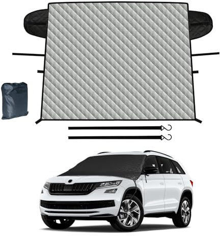 ZOIBV Externe Thermo Scheibenabdeckung passend für Skoda Kodiaq, Mercedes-Benz GLK/GLC und die meisten Autos SUVs LKWs, Faltbare Winter Sommer Scheibenfrostschutz Abdeckung(177 x 119cm)
