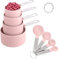 Juego de Cucharas Medidoras de 8 Piezas, Juego de Tazas Medidoras de Acero Inoxidable Para Líquidos y Sólidos, Herramientas de Medición Para Cocina, Cucharas Medidoras Para Hornear, Rosa