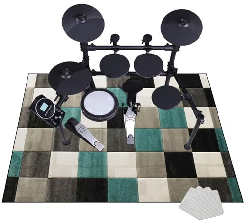 JaevKwzy 120 x 80 cm Schlagzeug Teppich Schallschutz Trommel Teppiche Drum Teppich rutschfeste Professioneller rechteckiges Elektronisches Jazz Schlagzeug Kit Schallschutzmatte