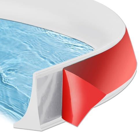 98In/2.5M Wet Room Floor Barrier, Silicone Shower Threshold Water Barrier Self-Adhesive Shower Tray Sealing Strip Water Dam Barrier Water Stopper for Kitchen Countertop Sinks & Bathroom Floors (White)