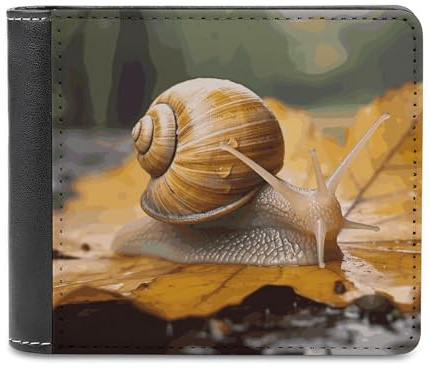 Schnecke in Blättern Geldbörse große Kapazität Leder Geldbörse Handy Clutch Reise Geldbörse für Männer Frauen Geschenk, weiß, Einheitsgröße, Geldbörse, weiß, Einheitsgröße, Geldbörse