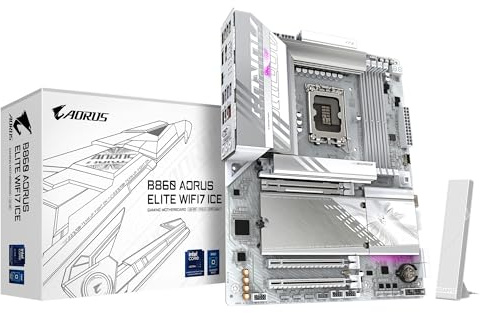 GIGABYTE B860 AORUS Elite WIFI7 ICE Intel Core Ultra (Series 2) LGA 1851 Motherboard, ATX, DDR5, 3X M.2, PCIe 5.0, USB-C, WIFI7, 2.5GbE LAN, EZ-Latch
