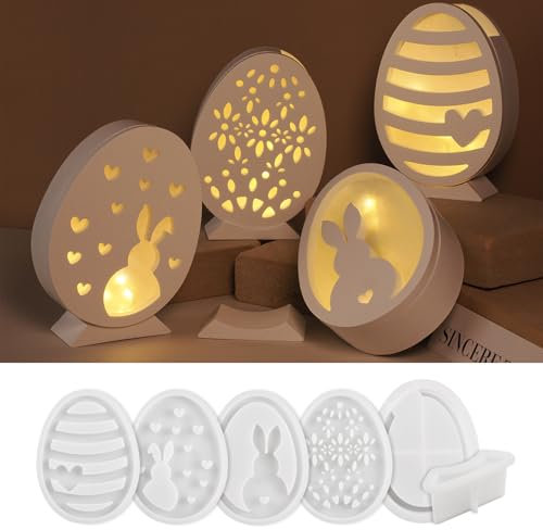 Silikonformen Gießformen Ostern, 6 Stück Ostern Hase Gießformen Silikon, Gießformen Silikon Ostern zum Gießen Osternhase Epoxidharz Formen, Silikonform Osterhase Eier für Osterdeko