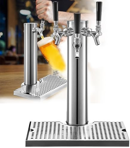 Robinet à 3 Voies Pour Tour à Bière, Colonne De Robinet En Acier Inoxydable Avec Bac D'égouttage, Robinet De Bière Facile à Installer Pour Connecter De La Bière, Du Jus