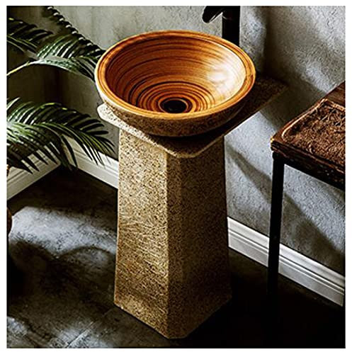 GLJTUO Ceramic wash Basin Handcrafted Pedestal Sink Pedestal Washbasin for Indoor and Outdoor, 44 x 40 x 80cm (K)