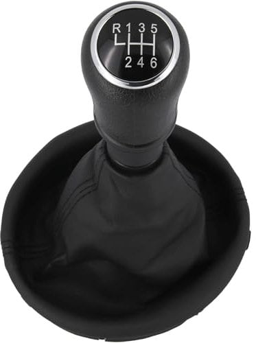 Schaltknauf + Schaltsack Set 6 Gang passend für VW T5, 2003-2015, Plug & Play, Auto Schalthebel Schaltmanschette, mit Rahmen, schwarz