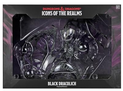 WizKids D&D Icons of The Realms: Black Dracolich Boxed Miniature | Pre-Painted | Dungeons & Dragons Figure