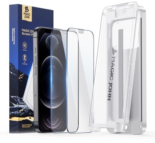 MAGIC JOHN For iPhone 15 Pro for Upgrade Screen Protector (6.1 Inch), with Easy Installation, HD Clear, Mounting Tool, Case Friendly, Pack of 2