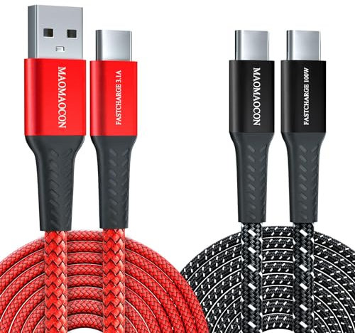 [2 pièces 2m] 100W PD3.0 USB C Câble de charge rapide + 3.1A USB A vers C Câble de charge rapide en nylon tressé pour iPhone 16 15 Pro Samsung Galaxy S23 iPad Pro MacBook Air Tablets etc