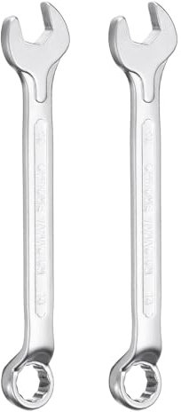 sourcing map 2pcs Combination Wrench Offset 13mm 75-Degree 12-Point Box End and 15° Angled Open End Metric CR-V Steel Nickel Plated Multi-Function Spanners for Mechanics DIY Enthusiasts