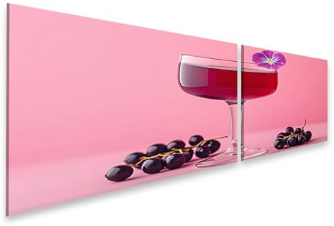 islandburner Bild auf Leinwand Cocktailglas mit Kirschen und Veilchen auf rosa Hintergrund Bilder Wandbilder Poster