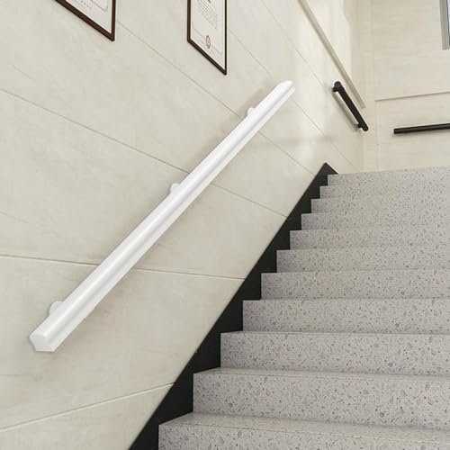 Corrimano per scale, corrimano per scale, corrimano in legno bianco per scale, corrimano per interni ed esterni, corrimano per scale per anziani e bambini (bianco, 300 cm)