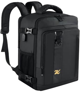 Zuquik Rucksack Handgepäck Reiserucksack für Easyjet 45x36x20 Backpack | Laptop mit Anti-Diebstahl Tasche für Herren Damen（Schwarz）