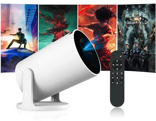 HY300 Pro+ Mini Portable Projector, Smart Projector Auto Horizontal Correction 1080P 4K, Brightness 200 ANSI Outdoor Movie Projector Compatible with Phone, Wi-Fi 6 BT5.2 Android 13