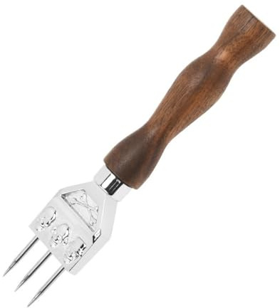 Whakano Stainless Steel Ice Axe Trident Ice Chisel with Wooden Handle, Sturdy Ice Crusher Tool, Ideal for Crushed Ice Preparation for Bar, Kitchen, Bartending, Cocktails, Camping, Home, Colour B
