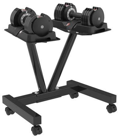 Verstellbarer Handelsänder mit Rollen,100 kg Tragkraft,nur Ständer | Strapazierfähiges Hantelgestell (3–50 kg),Gut für das Heim-Fitnessstudio