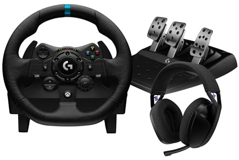 Logitech G G923 TrueForce Sim Racing Wheel & Pedals +G321 Gaming Headset XB | Xbox One, TRUEFORCE up to 1000 Hz Force Feedback + G321 LIGHTSPEED Wireless Bluetooth Gaming Headset