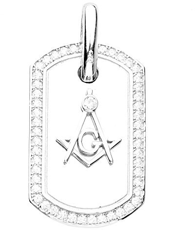 Premium Bling - 925 Sterling Silber Freimaurer Dog Tag