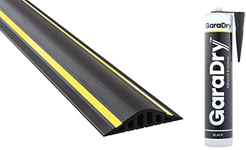 Kit de umbral de barrera contra inundaciones para puerta de garaje de 4 cm de altura, 2,21 m de longitud | PVC flexible | Kit Completo Incluye 1 Adhesivos | GaraDry