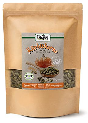 Biojoy Semillas de Calabaza peladas Orgánicas (1 kg), crudas y sin sal