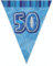 Unique Party Supplies Glitter-Blaue Wimpelkette mit 50. Geburtstag-Flaggen, aus Folie, 2,74 m (9 Fuß)
