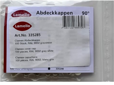 Lamello Clamex Abdeckkappe, RAL 9002 grauweiss 100 Stk