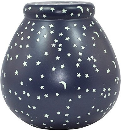 Pot of Dreams Hand Painted Glow In the Dark Stars & Moons Save And Smash Handcrafted Ceramic Money Box Piggy Bank, Perfect Decorative Gift and Save for New Toys & Video Games