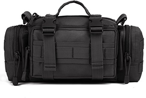 Huntvp® Taktisch Hüfttasche Molle Bauchtasche 3in1 Umhängetasche militär Schultertasche Wasserdicht Gürteltasche Crossbody Waist Bag Multifunktional Handtasche für Outdoor Camping Wandern, Schwarz
