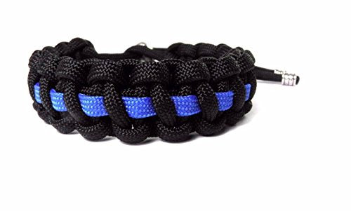 HanseCharms Paracord Typ III Armband-Thin Blue Line-Polizei-Männer, Frauen, Kinder Armband-Verstellbar, 1,7 cm breit (M = 16-20 cm)