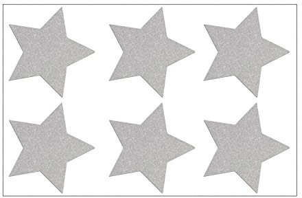 Reflektor Sterne Aufbügler Set für Kinderkleidung (6 Sterne je 4,5 cm), reflektierende Sternchen zum Aufbügeln