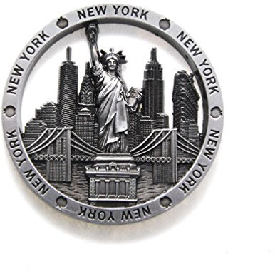 Favorict New York Souvenir Kreis Metall NY Kühlschrankmagnet - Freiheitsstatue, Brooklyn Bridge, NY, Chrysler Building Flatiron NYC Metall Magnet Pack 1