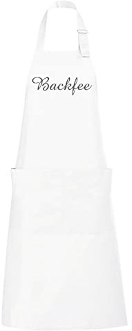 Schnoschi hochwertig bestickte Küchenschürze in Weiß, Schürze mit Backfee gestickt