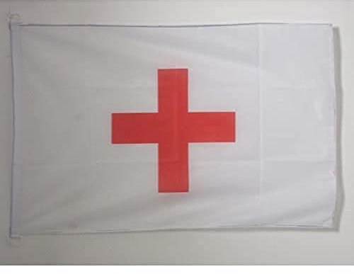 AZ FLAG Bandiera croce anelli uso esterno, 90 x 60 cm, rosso