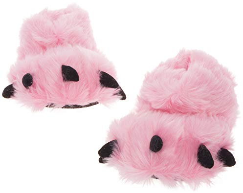 Chaussons argentés en forme de pattes d'ours, Rose, Medium