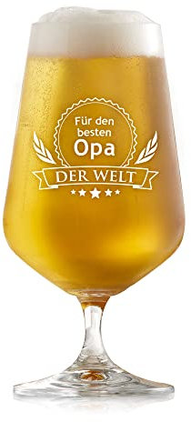 AMAVEL Bierglas mit Gravur, Der Beste Opa der Welt, Geschenkidee für Großväter, Füllmenge: 400 ml