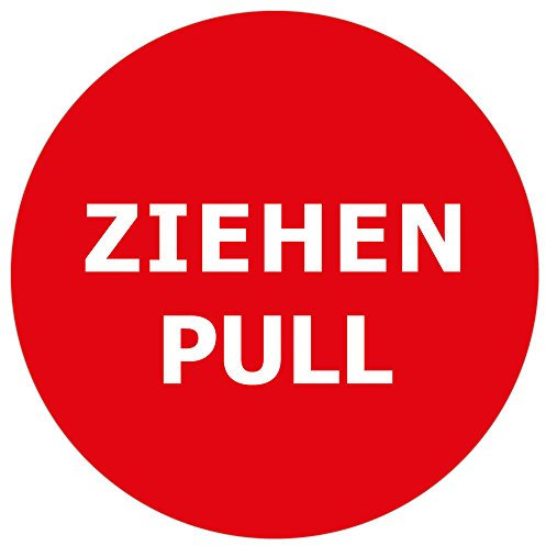 Vinylaufkleber ZIEHEN/DRÜCKEN - rund 10 cm (ZIEHEN/ROT)