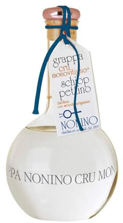 Distillerie Nonino dal 1897, Grappa Cru Monovitigno Schioppettino, Distillazione Artigianale, 45°. - Ampolla soffiata a mano - bottiglia in vetro da 1000 ml
